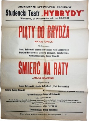 Plakat Studencki Teatr Hybrydy Piąty do brydża