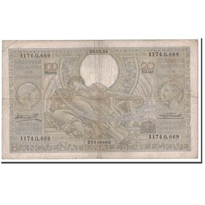 Banknot, Belgia, 100 Francs-20 Belgas, 1934, 1934-
