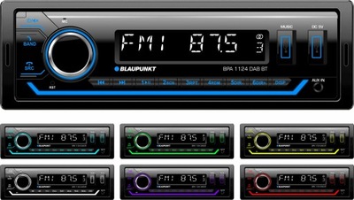 Blaupunkt BPA1124DAB BT DAB Radio samochodowe USB Bluetooth Zmiana koloru