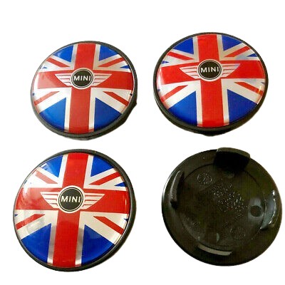 4 PC. CUP NUTS FOR DISCS MINI COOPER GB FLAG 54 MM  