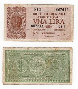 WŁOCHY 1944 1 LIRA