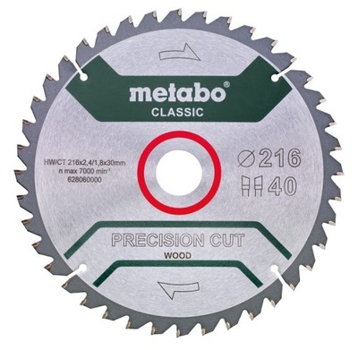 METABO Tarcza do drewna 216mm do pilarki tarczowej