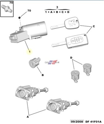 CERRADURA DE ENCENDIDO JUEGO CERRADURAS ORIGINAL 4162FS PEUGEOT 407  