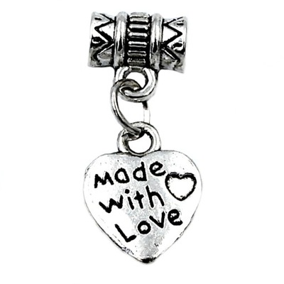 Zawieszka charms MADE WITH LOVE 9x21mm 1szt