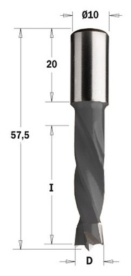 308.100.11 WIERTŁO NIEPRZELOTOWE HW NP D=10 I=30 L=57,5 S=10X20 RH ПРАВЕ