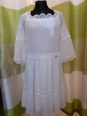 Sukienka dziewczęca wizytowa Anbor 152 cm biała