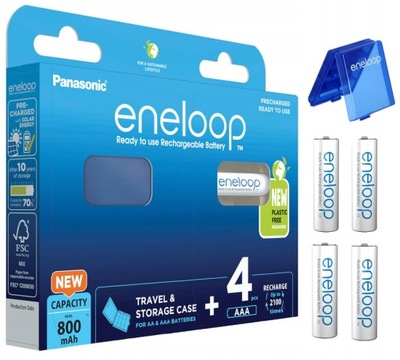 4 x AKUMULATORKI ENELOOP R03/AAA 800mAh+ Mocny Box