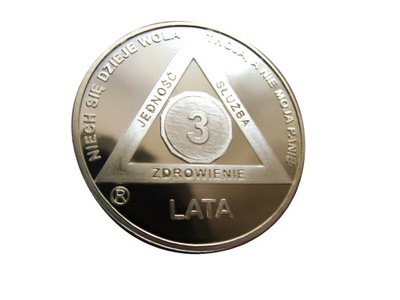 Medalion rocznicowy moneta żeton trzeźwości 3 lata