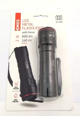 LATARKA METALOWA LED 500LM 4XAAA EMOS