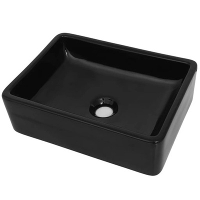 Umywalka ceramiczna, prostokątna, czarna