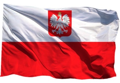 Flaga Polska z godłem 80x50cm - flagi Polski