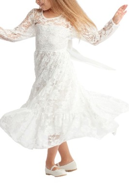 Sukienka dziewczęca na wesele Lou, biel, 134
