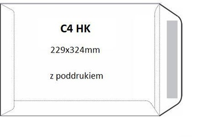 Koperta C4 biała z paskiem HK i poddrukiem - 50szt