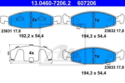 КОЛОДКИ ДИСКОВЫЕ ТОРМОЗНОЕ ATE 13.0460-7206.2 фото