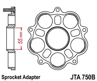 JT ADAPTADOR ESTRELLAS TRASERA DUCATI 748/796/800/848/916/1000/1100 JTA750B  