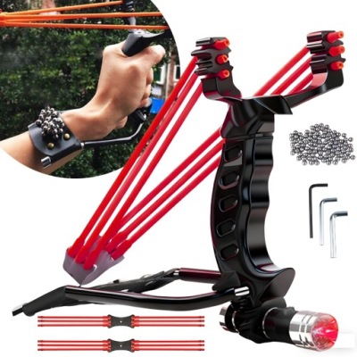 PROFESJONALNA PROCA MYŚLIWSKA Z LATARKA I PODPÓRKĄ ZESTAW + 100 KULEK