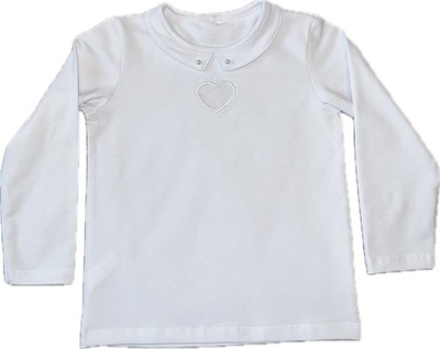 Biała bawełniana wizytowa bluzka dziewczęca kołnierzyk Aipi rozmiar 116