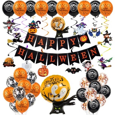 Dekoracje Halloween balony pająk dynia duch ozdoby