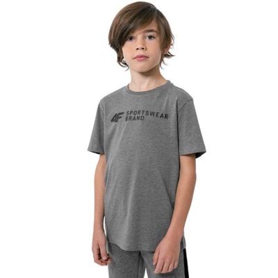 Koszulka dla chłopca 4F średni szary melanż HJZ22 JTSM003 24M 134cm