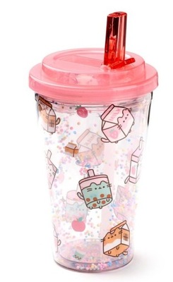 Kubek podróżny słomka kot PUSHEEN 500ml różowy do szkoły na wakacje prezent