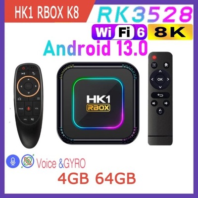 HK1 RBOX K8 Android 13 RK3528 czterordzeniowy Smart TV Box Wifi6 2GB 4GB