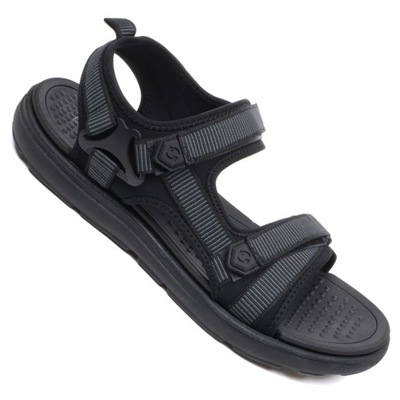 Sandały sportowe lekkie wygodne czarne na rzepy 45