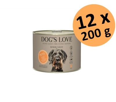 DOG'S LOVE SENIOR LIGHT 12 x 200 g - indyk