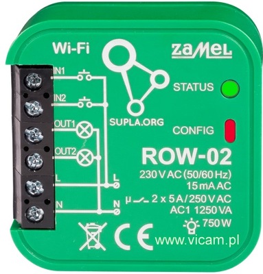 Sterownik 2-kanałowy Wi-Fi dopuszkowy Supla ROW-02