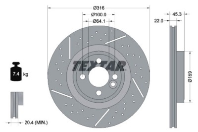 DISQUE DE FREIN FREIN AVANT VERS MINI COOPER 1,6-2,0 06- 