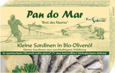 Sardynki europejskie w oliwie z oliwek Extra Virgin Bio Pan do Mar Oliwa