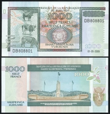 $ Burundi 1000 FRANCS P-46 UNC 2009