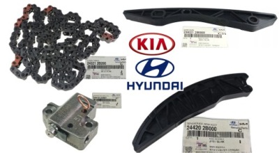 Hyundai kia грм основной комплект 2x направляющая натяжитель цепь фото №1