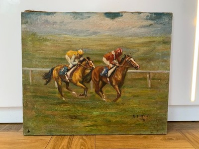 Obraz olejny "Wyścigi konne" Marian Osiecki