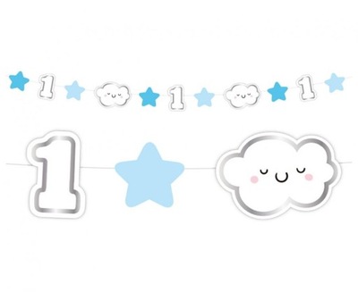 Girlanda papierowa mini Roczek niebieska 120 cm