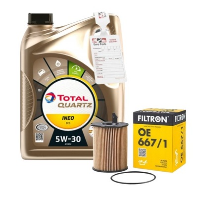 Total Quartz Ineo ECS 5w30 5L olej + filtr oleju OE667/1 Filtron