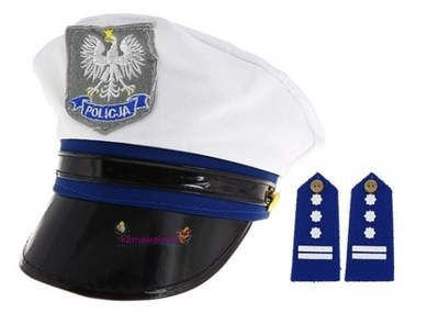 CZAPKA POLICJANTA + PAGONY POLICJA ROZMIAR L 59-61