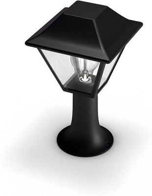 Słupek oświetleniowy kwadratowy Philips E27 30,2 cm czarny