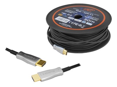 Kabel HDMI-HDMI OPTYCZNY 50m, 2.0V, 4K 60HZ, złote