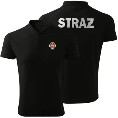 Koszulka Polo strażacka męska ZOSP Czarny XXL