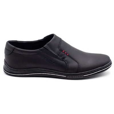 BUTY OLIVIER SKÓRA SLIP ON 334 CZARNY MODNE 42