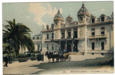 Pocztówka Monako 1910 Monte Carlo Kasyno konie