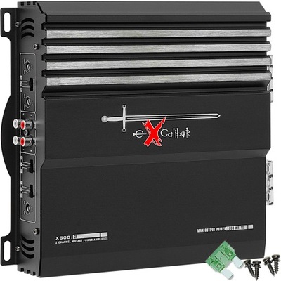 EXCALIBUR X500.2 GALINGAS STIPRINTUVAS AUTOMOBILINIS 2 KANALY 1000W MAŽI WYMIARY 