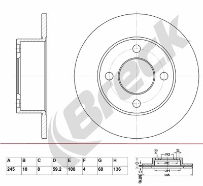 ДИСКИ ТОРМОЗНЫЕ ТОРМОЗНЫЕ BRECK BR 023 SA100