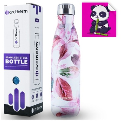 Butelka termiczna wzór kwiatowy, różowe listki