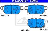 ATE ZAPATAS DE FRENADO PARTE TRASERA TOYOTA AURIS 07- TOYOTA AURIS 06-/COROLLA E15  