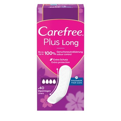 CAREFREE Plus Long wkładki higieniczne świeży zapach 40szt