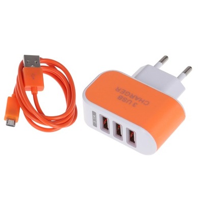 3 porty USB Uniwersalna ładowarka sieciowa LED naścienna