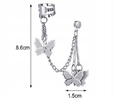 kolczyki zausznice z motylkami