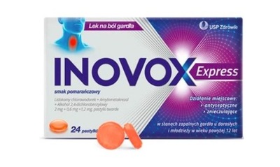 Inovox Express pomarańczowy na ból gardła 24 past