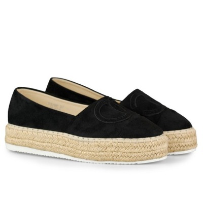 Czarne espadryle na platformie r.38